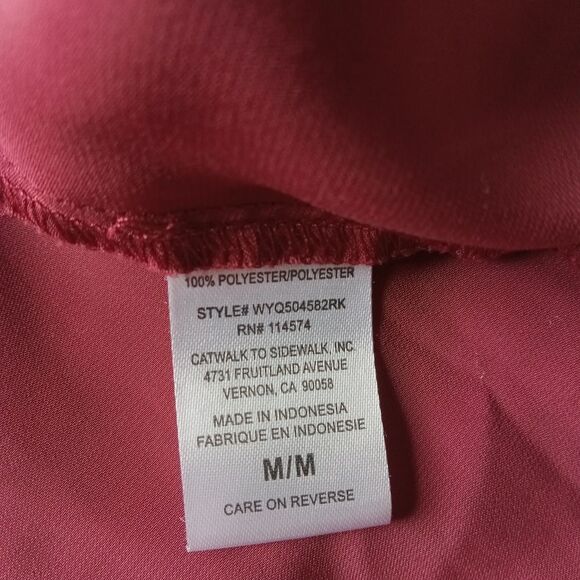 Ro & De Maroon Red Lace Up Bell Sleeve Cold Shoulder Blouse Women's Size Medium - Picture 5 of 15